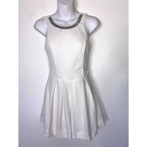 Moonlight Dress Women Small Jewel Neckline Low Back Summer White Party *